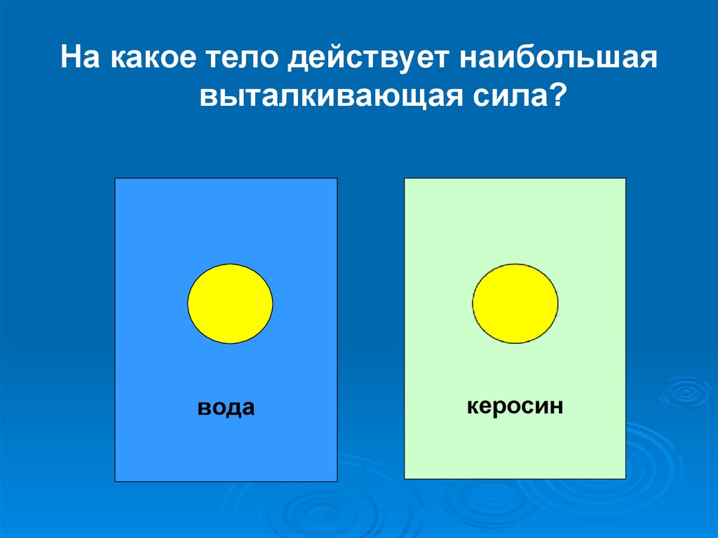 На какое тело действует. На какое тело действует большая Выталкивающая сила. Выталкивающая сила керосина и воды. На какое тело действует большая Выталкивающая сила? Керосин, вода. На какое тело действует большая сила керосин.