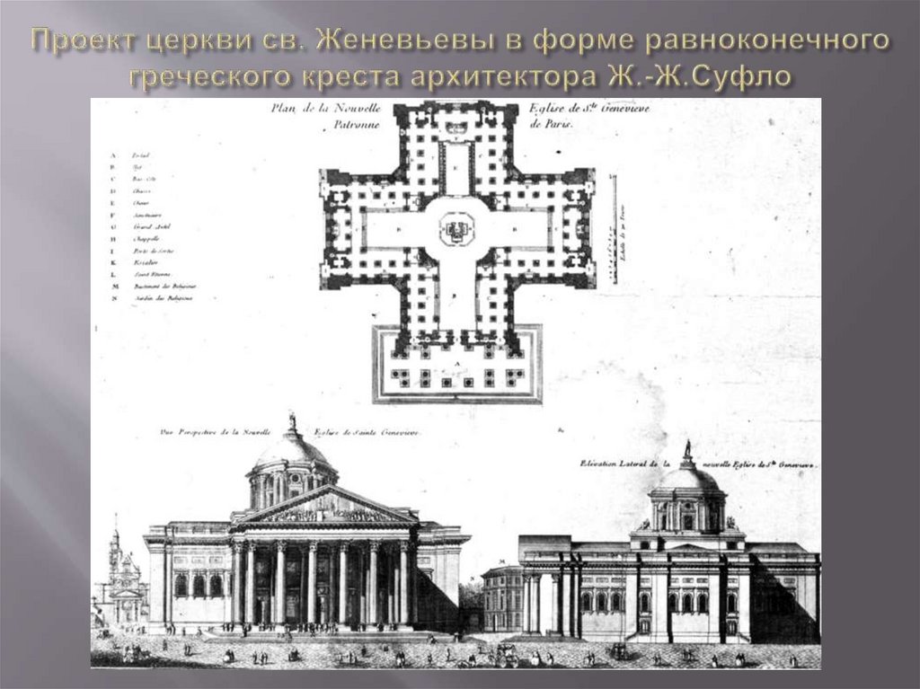 Проект церкви св. Женевьевы в форме равноконечного греческого креста архитектора Ж.-Ж.Суфло