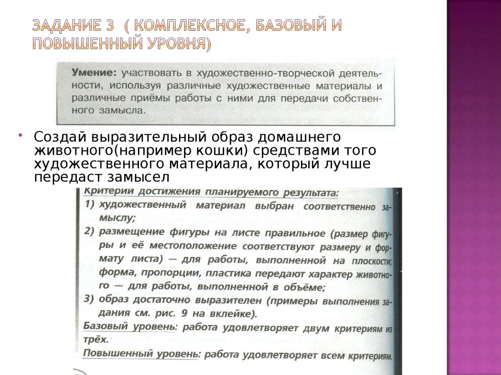 Задание 3 ( комплексное, базовый и Повышенный уровня)