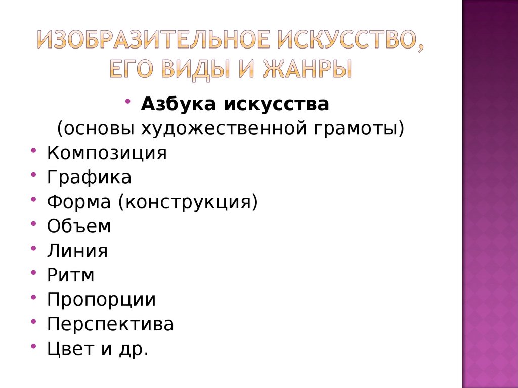 Изобразительное искусство, его виды и жанры