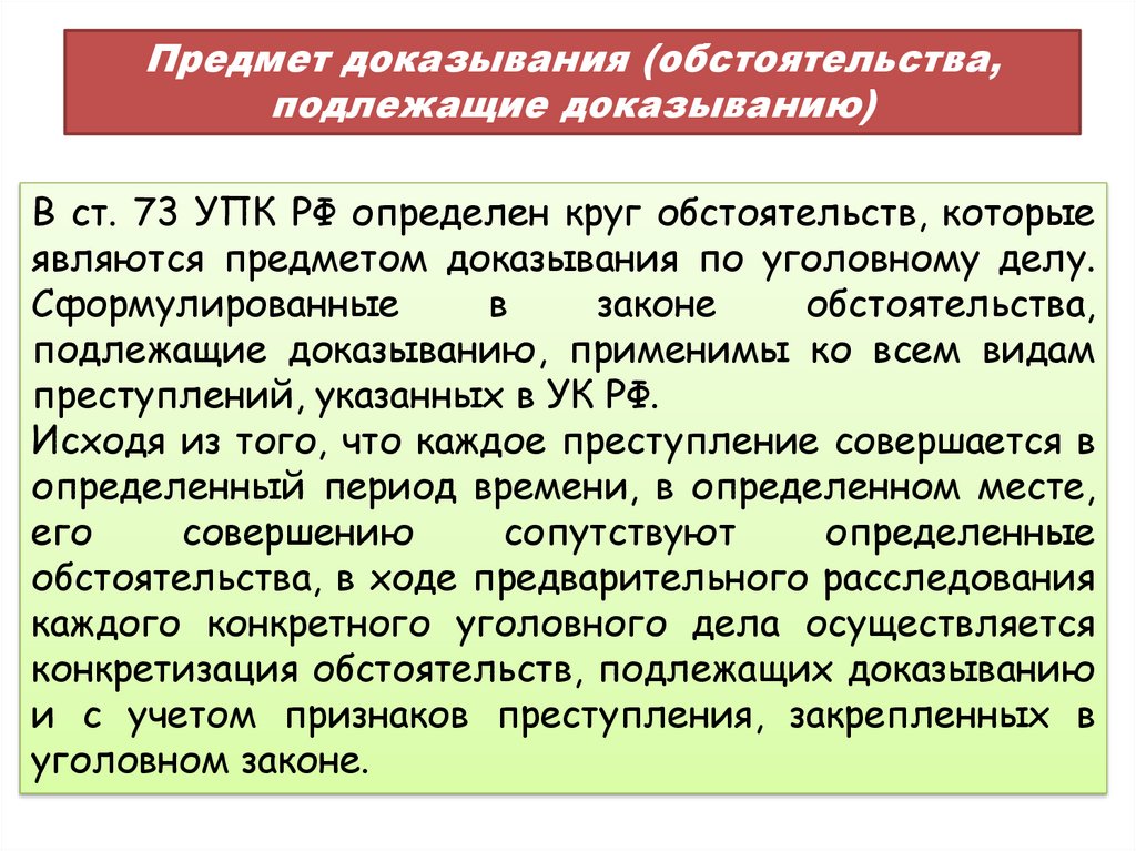 Подлежащих доказыванию по уголовному делу