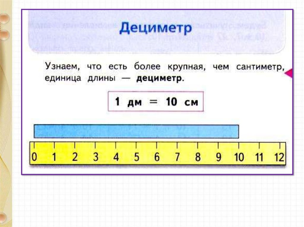 Объяснить длина. Единицы длины дециметр 1 класс. Дециметр задания по математике. Дециметры в сантиметры. Дециметр конспект урока.