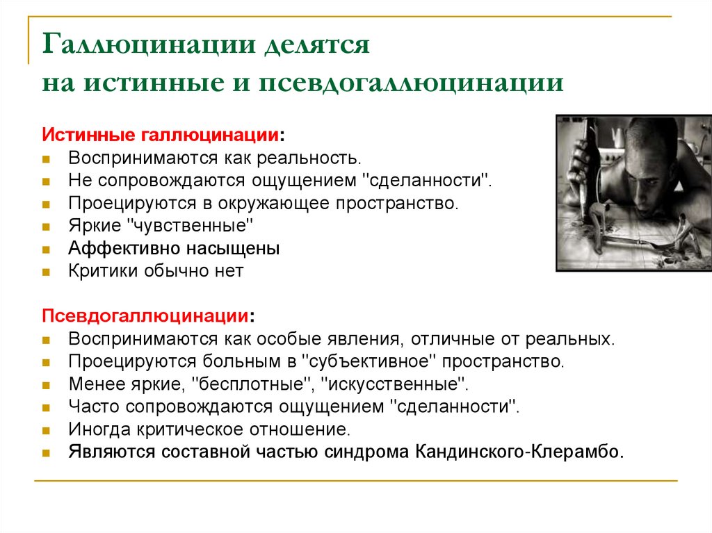 Галлюцинации содержание понятия классификация клиническая картина нозологическая принадлежность