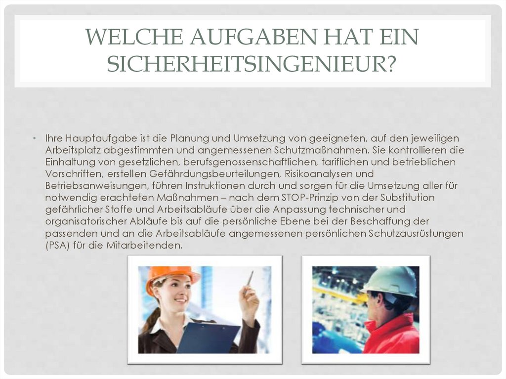 Welche Aufgaben hat ein Sicherheitsingenieur?