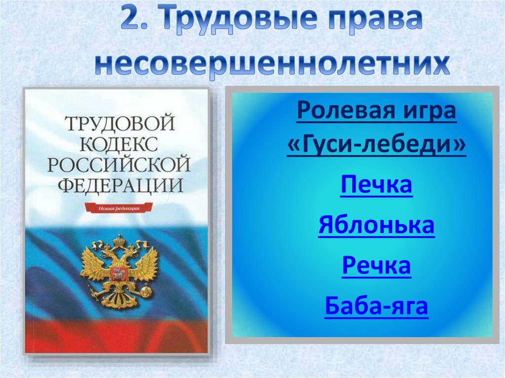 Трудовые права несовершеннолетних проект 11 класс