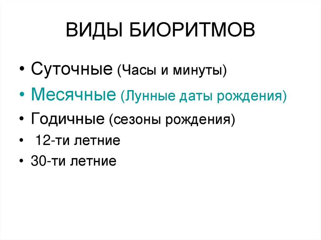 ВИДЫ БИОРИТМОВ