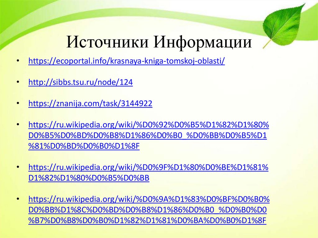 Источники Информации