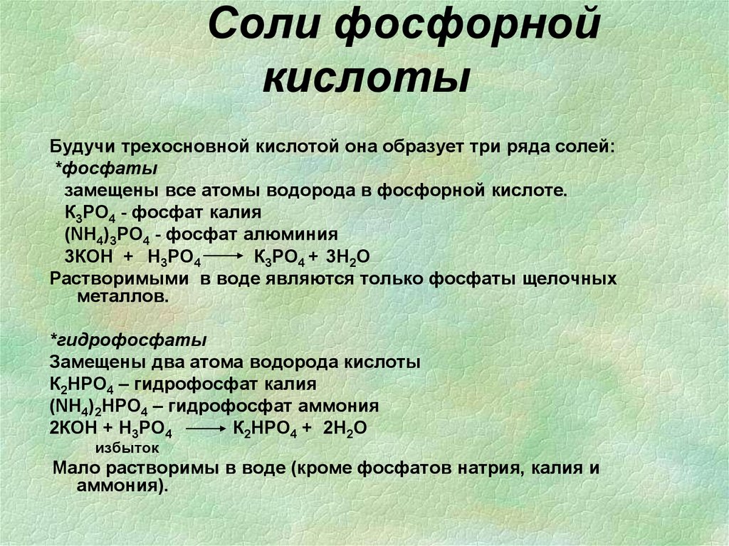 Напишите формулы следующих веществ фосфорная кислота. Соединение фосфора соли фосфорной кислоты.