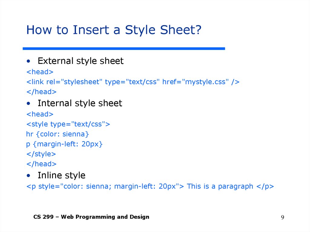 How to Insert a Style Sheet?