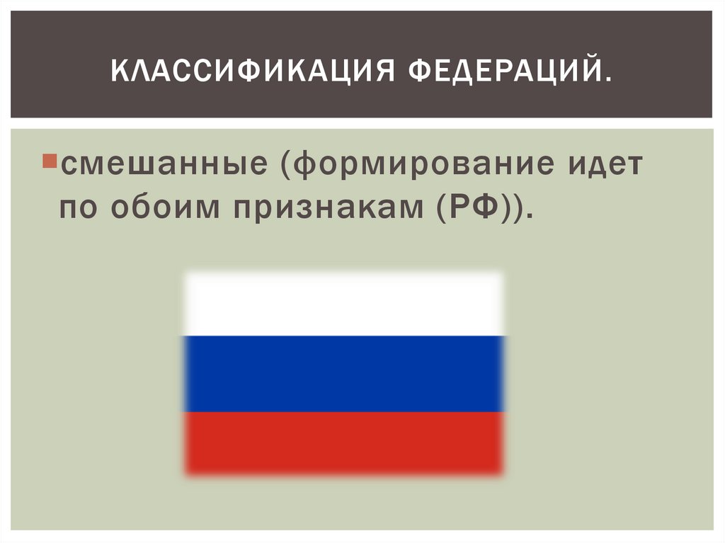 Классификация федераций.