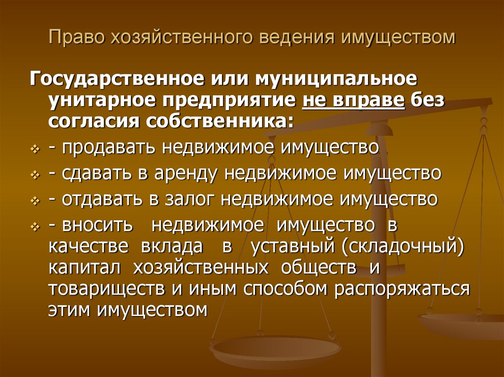 Право хозяйственного ведения имуществом