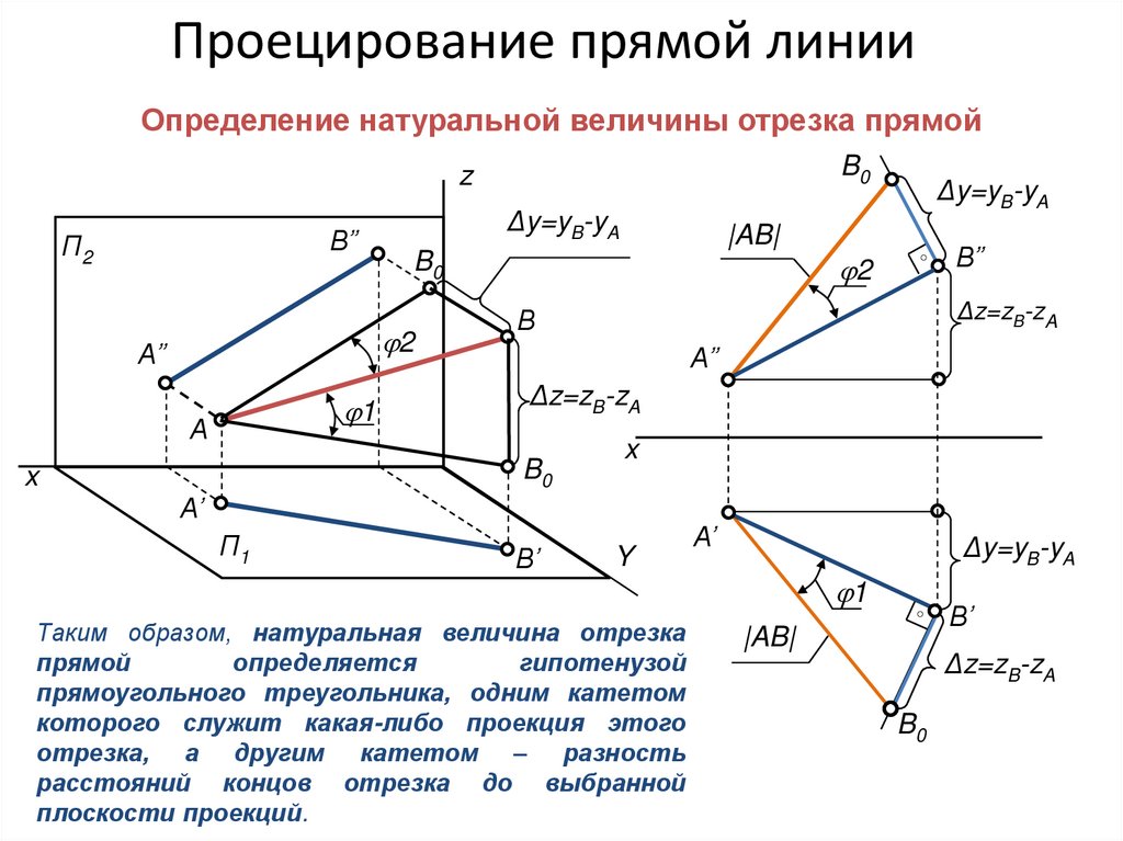 Проекция отрезка на прямую. Натуральная величина отрезка а0. Проекции отрезка прямой. Проецирование отрезках прямой. Проецирование отрезка прямой линии.