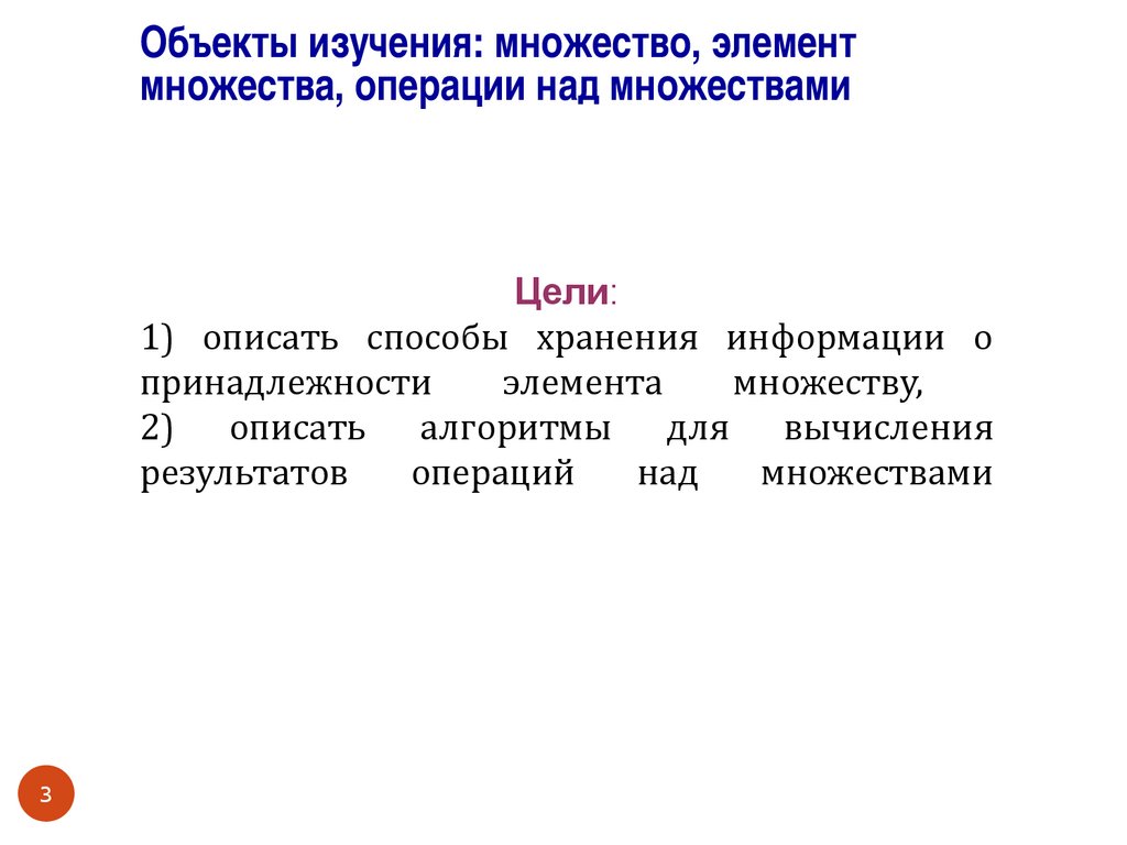 Представление множества. Представление множества