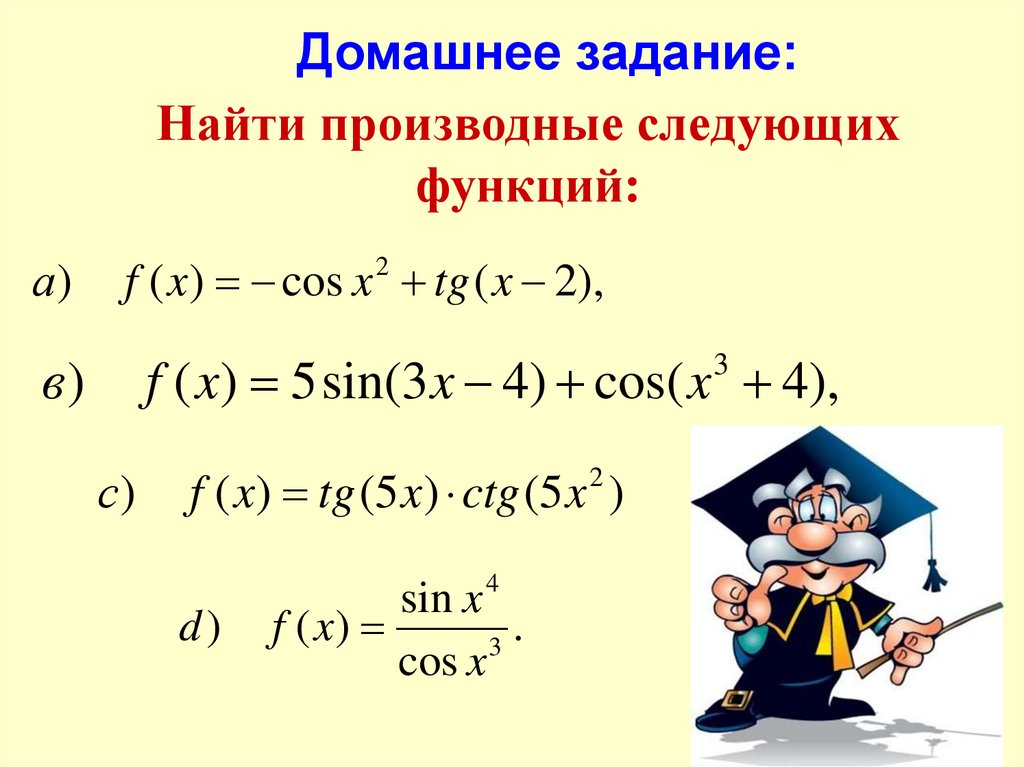 Производная сложной функции презентация