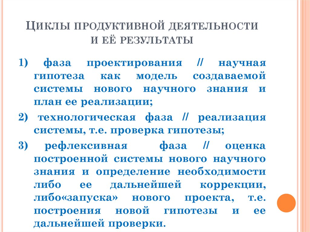 2 определение проекта как цикла продуктивной деятельности