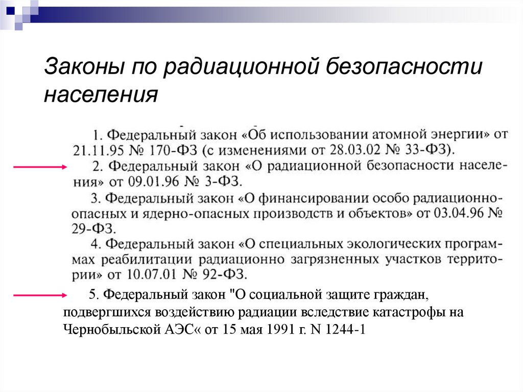 Законы по радиационной безопасности населения