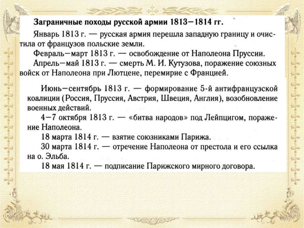 Заграничные походы 1813 1814 карта