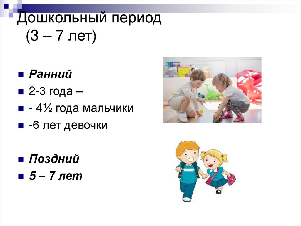 Сроки и период дошкольного образования. Дошкольный период. Дошкольный период презентация. Предшкольный период. Ранний дошкольный Возраст это сколько лет.