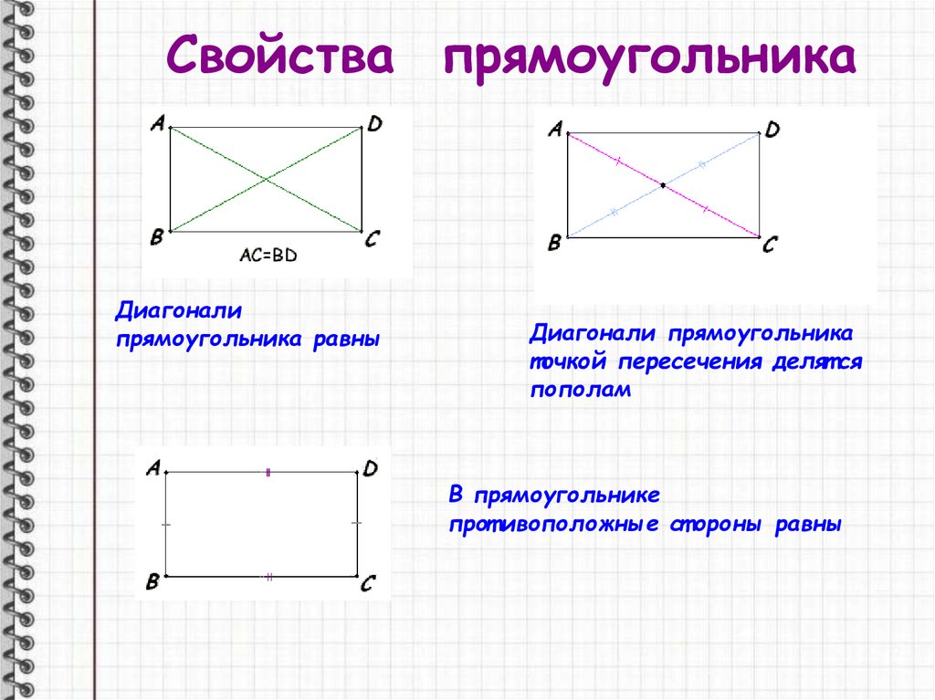 1 свойства прямоугольника. Свойства сторон прямоугольника. Свойства диагоналей прямоугольника. Диагонали прямоугольника равны. Диагонали прямоугольника в точки пер.