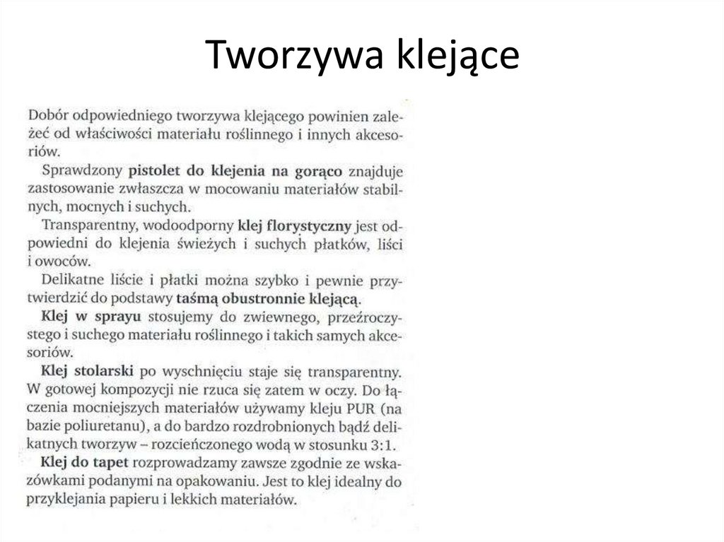 Tworzywa klejące