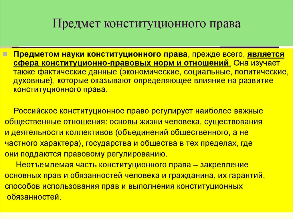 Предмет конституционного права презентация