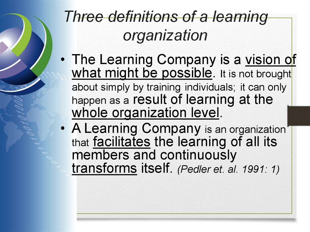 Three definitions of a learning organization