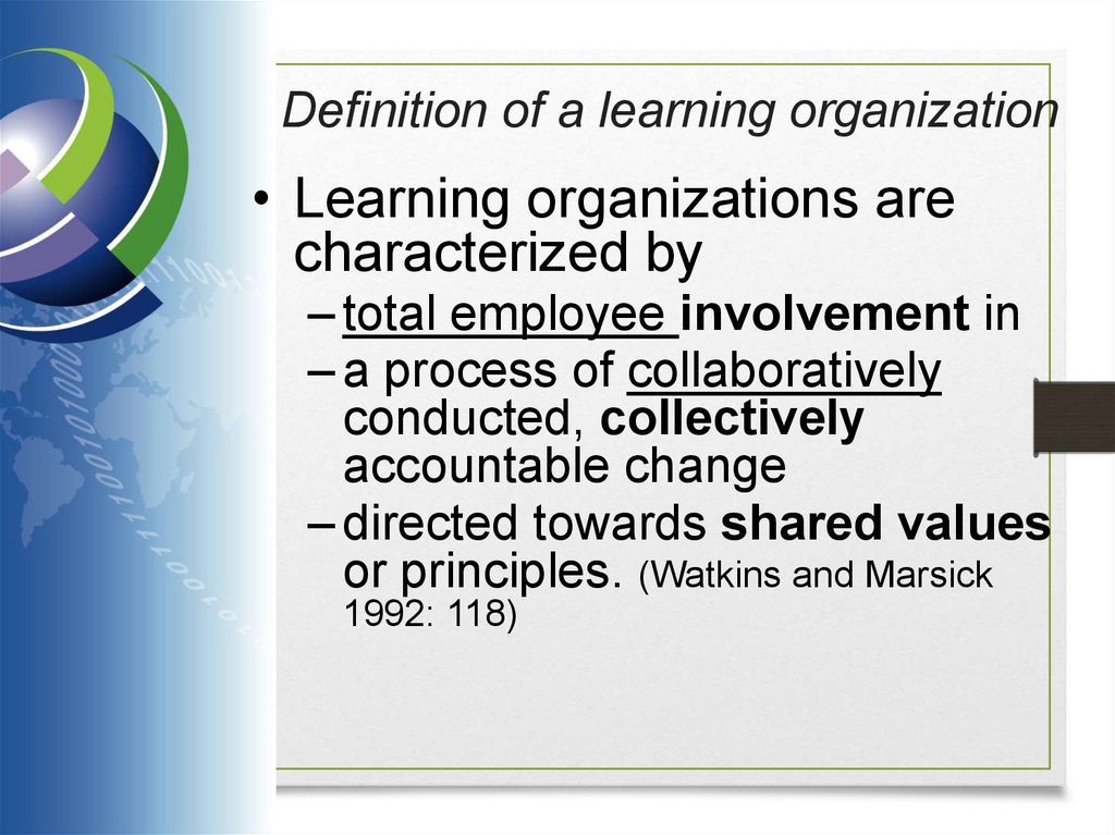 Definition of a learning organization