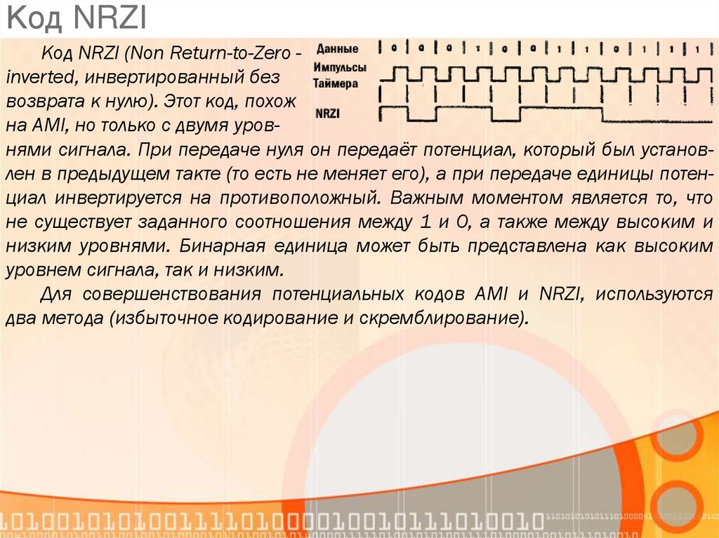 Потенциальный код. Код NRZI. NRZI кодирование. Код без возвращения к нулю NRZ. Потенциальный код NRZI.