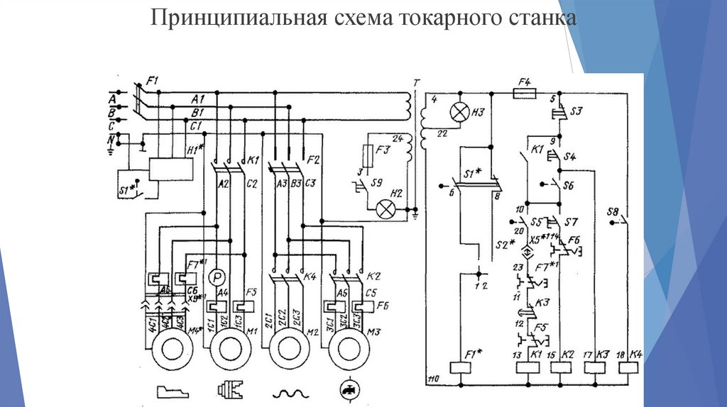 Схема электрическая принципиальная токарно-винторезного станка 1м63нф101-1 / схе