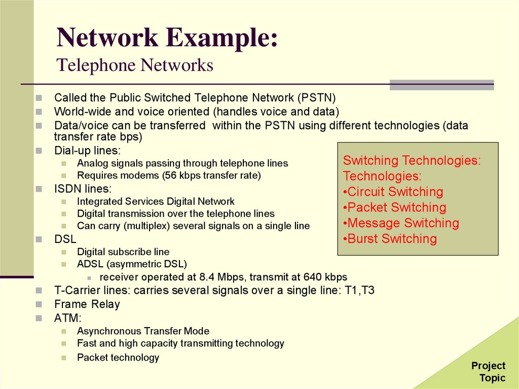 Network Example: Telephone Networks