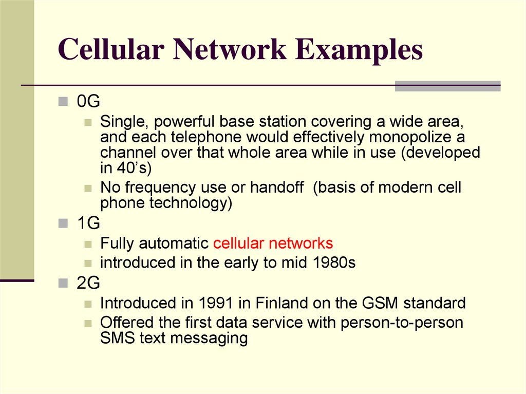 Cellular Network Examples
