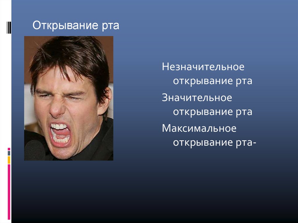 Время открыть рот. Степень открывания рта. Ограничение открывания рта стадии. Открывание рта в норме см.