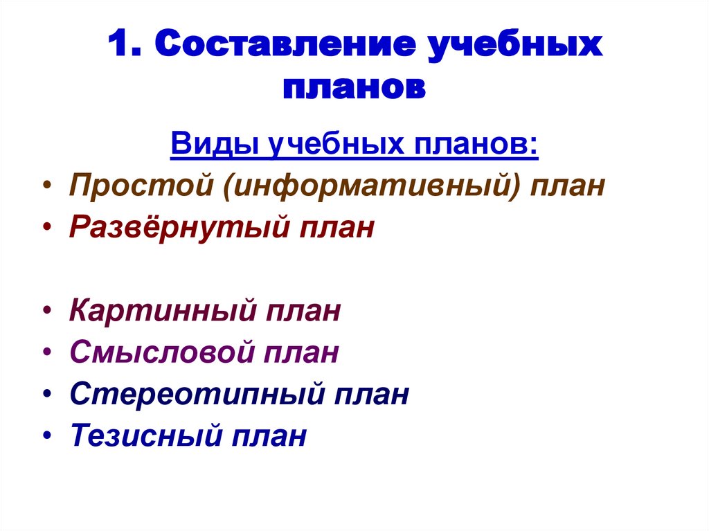 Смысловой план это. Виды учебных планов. Простой информативный план по истории. Простой или информативный план. Мировоззрение тезисный план.