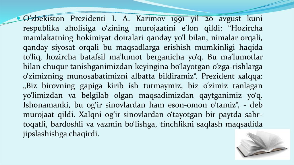 Mustaqil Ozbekiston Respublikasining Tashkil Topishi Va Uning Tarixiy Ahamiyati