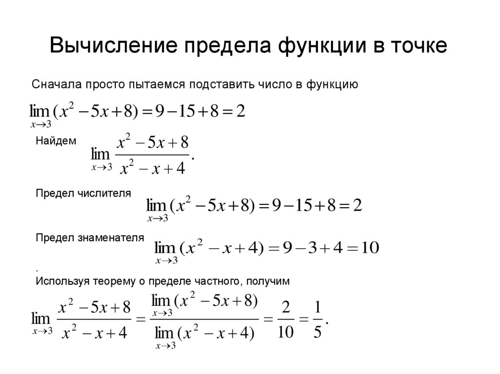 Примеры пределов 10 класс