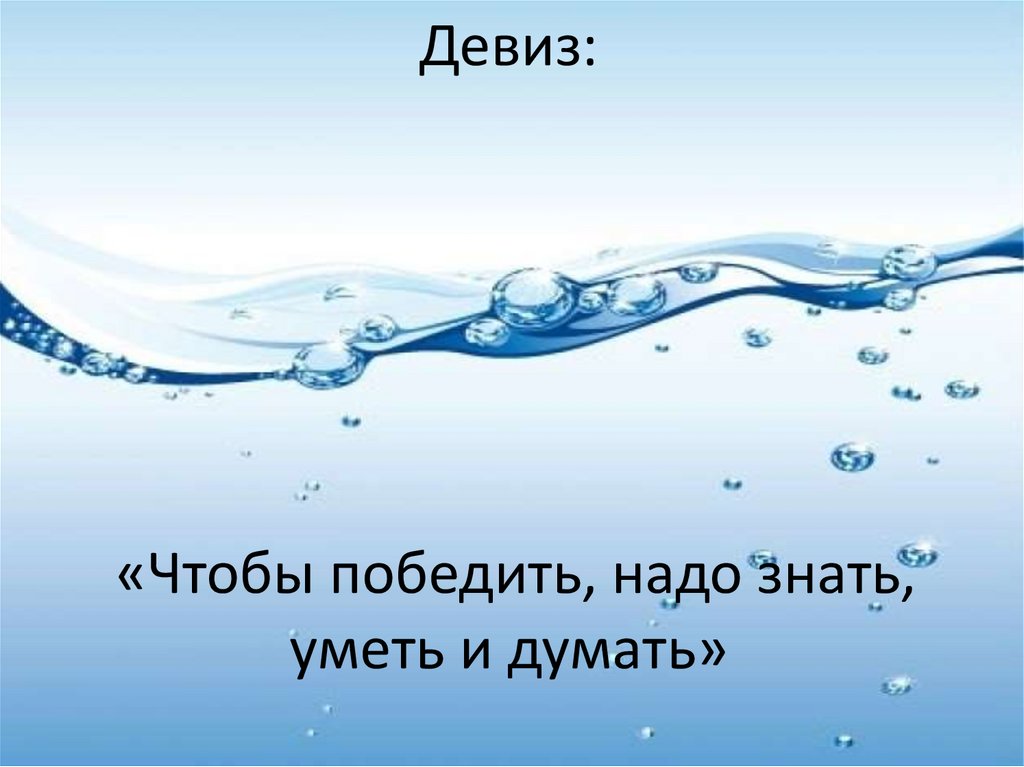 Девиз: «Чтобы победить, надо знать, уметь и думать»