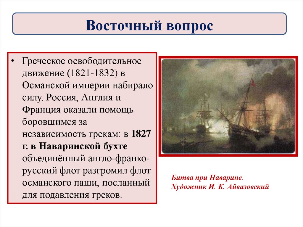 Восточный вопрос 9 класс история конспект