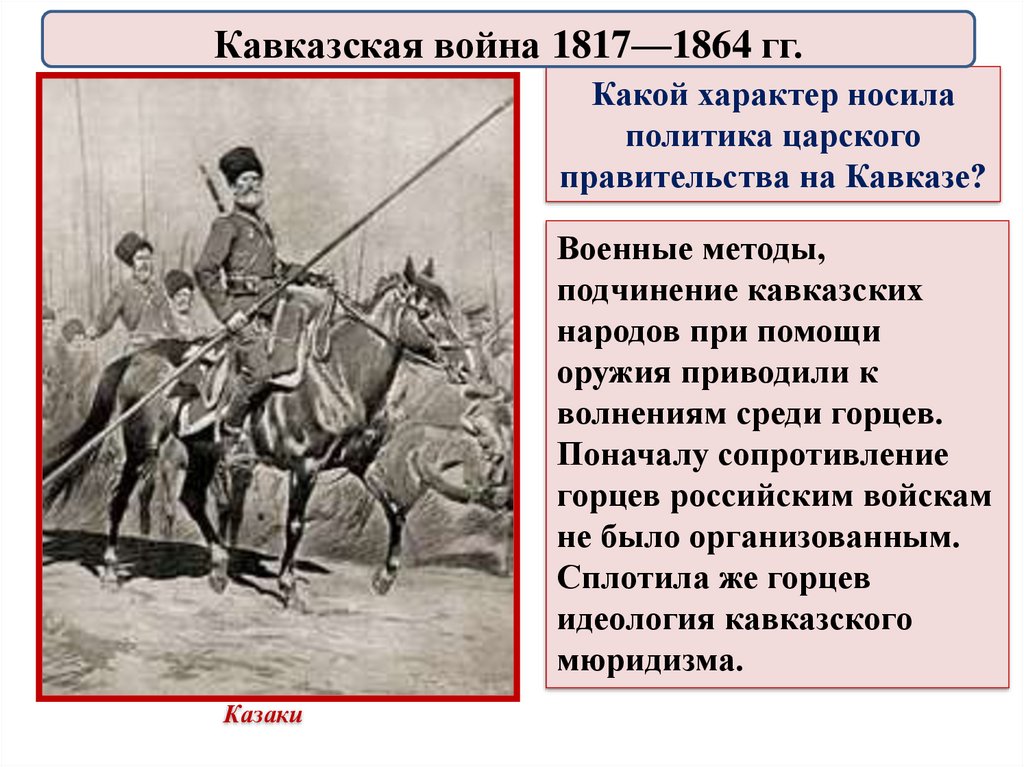 Какой характер носило. Народы Кавказа в кавказской войне 1817-1864. Кавказская война Николай 1 противники. Кавказ при Николае 1. Кавказская война 1817-1864 презентация.