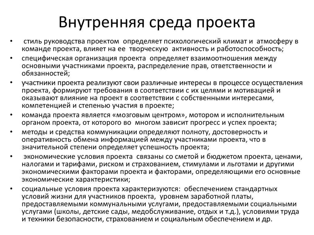 Ближнее окружение проекта это