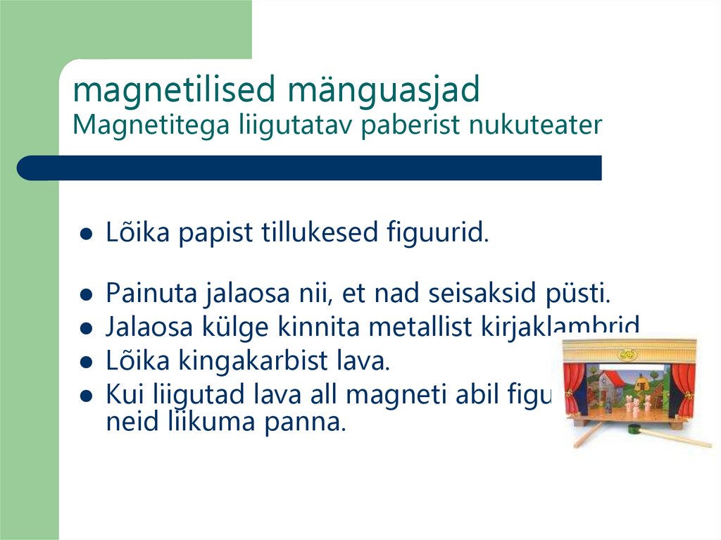magnetilised mänguasjad Magnetitega liigutatav paberist nukuteater