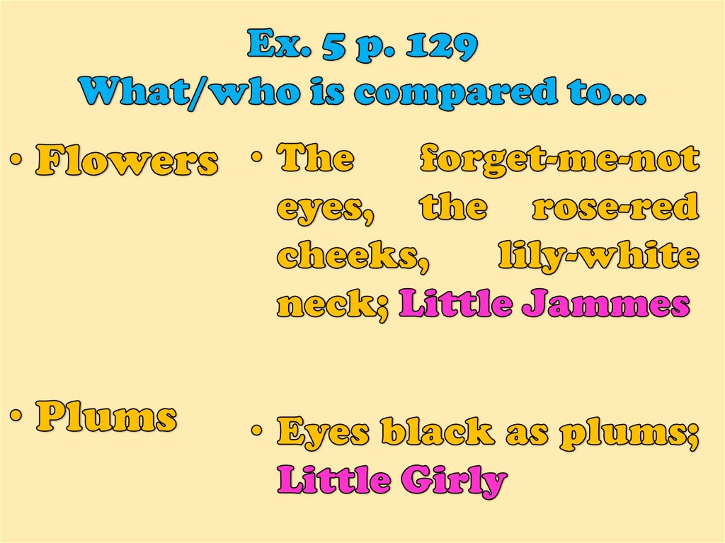 Ex. 5 p. 129 What/who is compared to…