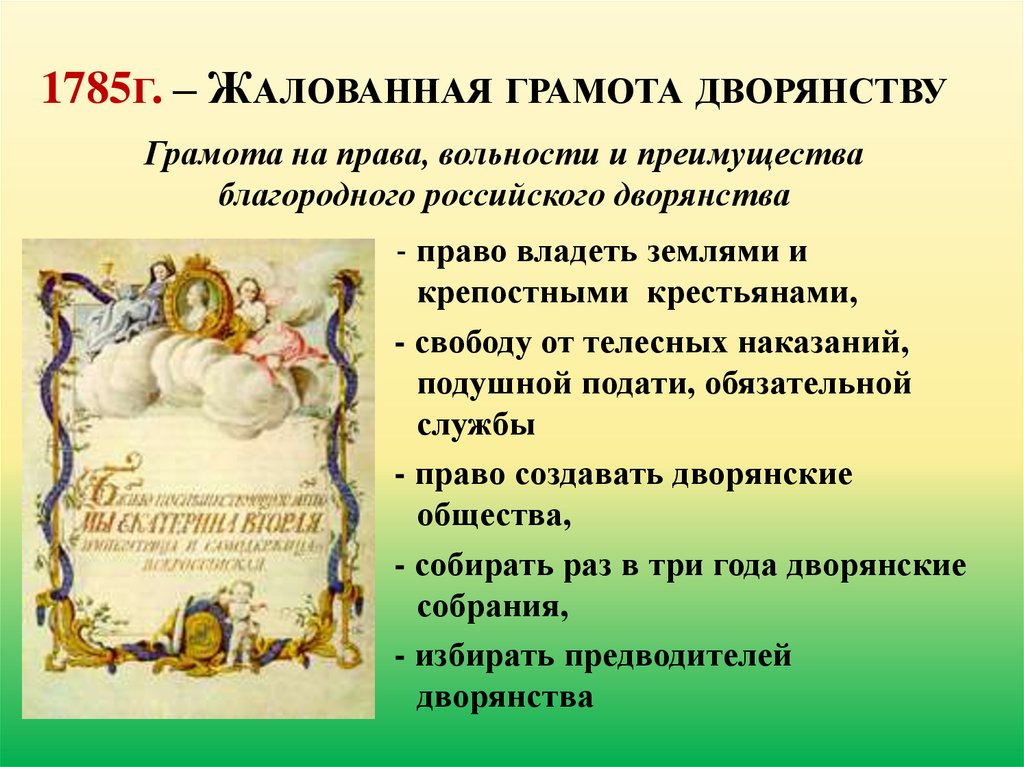 Издание манифеста о вольности дворянской какой год