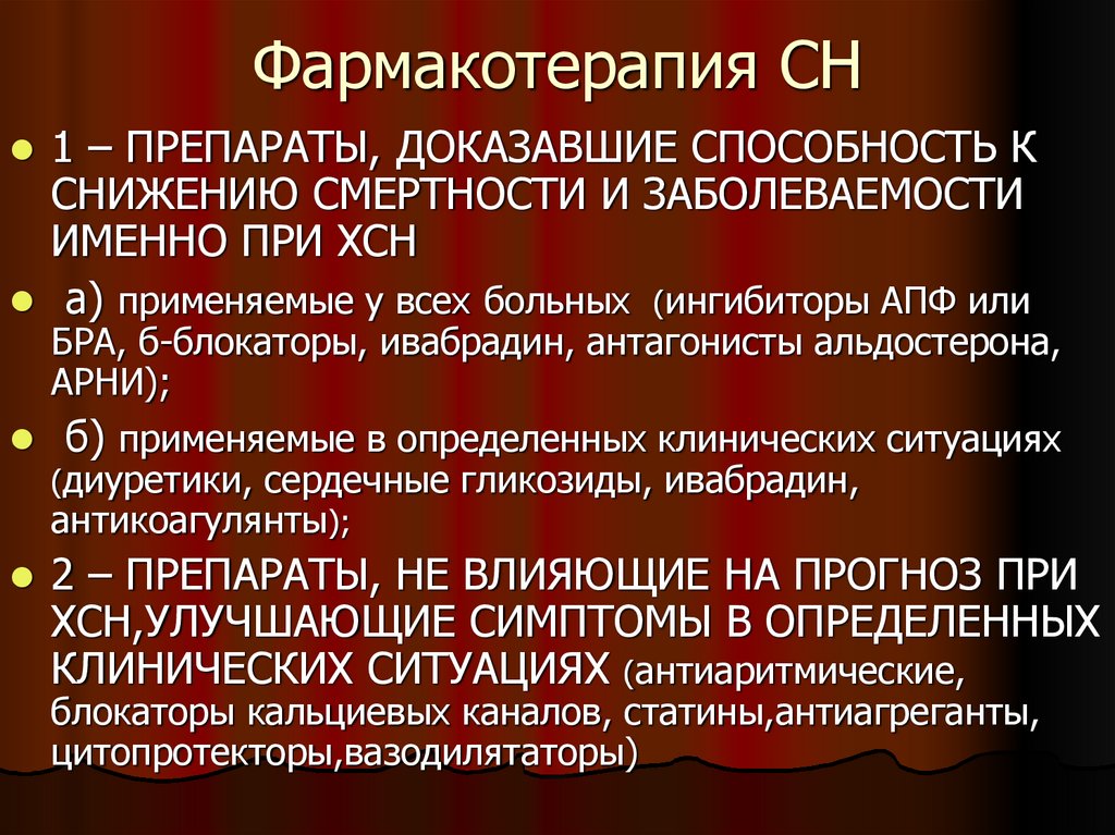 Доказанные препараты. Лекарства снижающие смертность ХСН. Фармакотерапия препараты. Фармакотерапия при ХСН. Препарат уменьшающие смертность при ХСН.