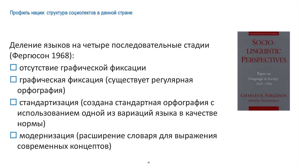 Профиль нации: структура социолектов в данной стране