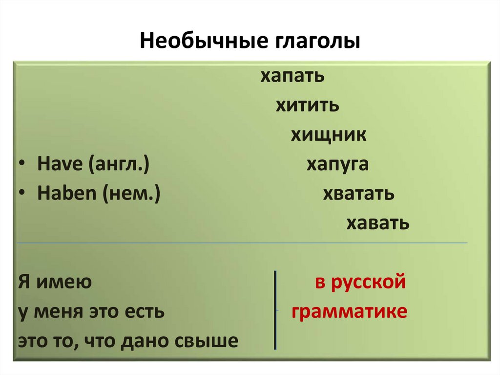 Необычные глаголы