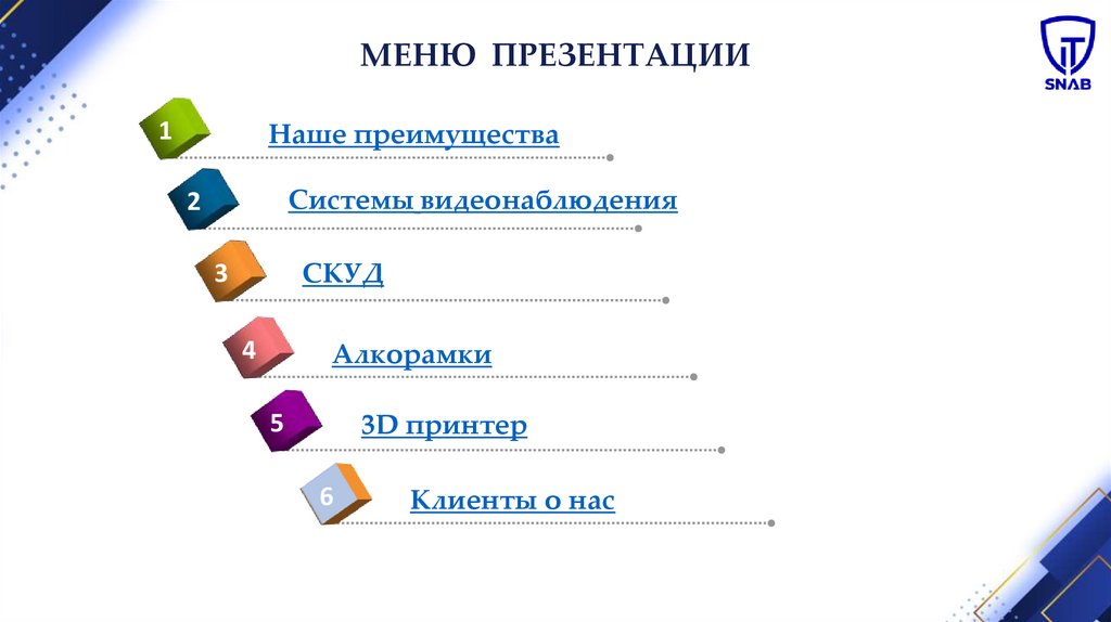 МЕНЮ ПРЕЗЕНТАЦИИ