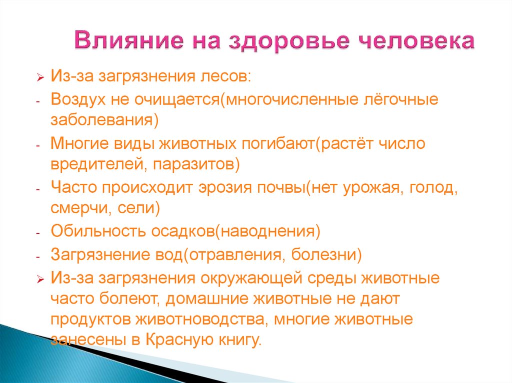 Влияние неблагоприятной окружающей среды на здоровье человека презентация