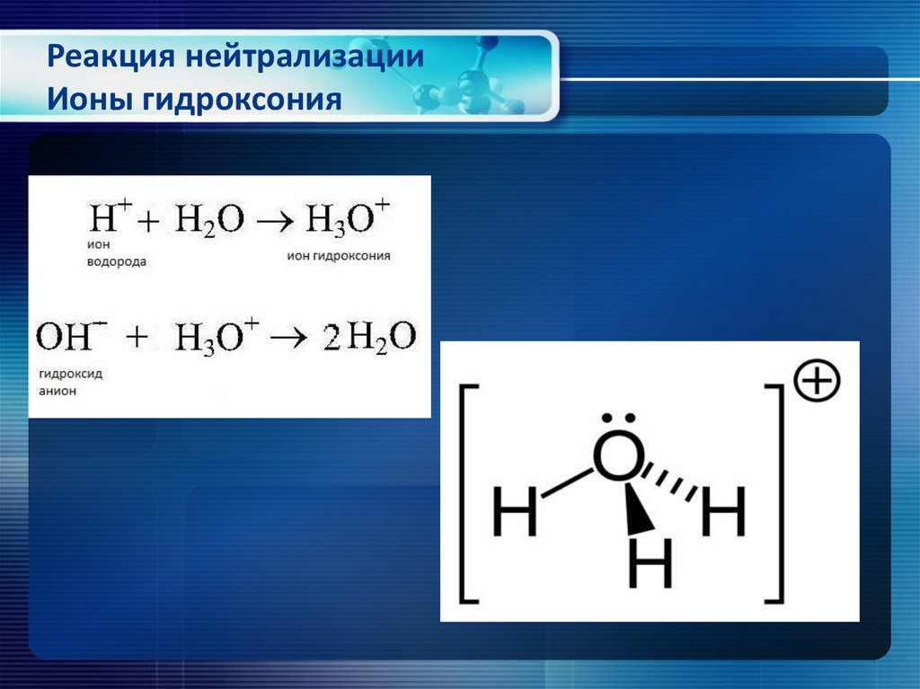 Реакция нейтрализации химия 8. Гидроксония. Реакция нейтрализации. Ионы гидроксония. Реакция нейтрализации это реакция.