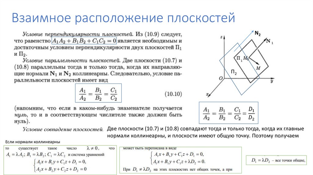 Взаимное расположение плоскостей