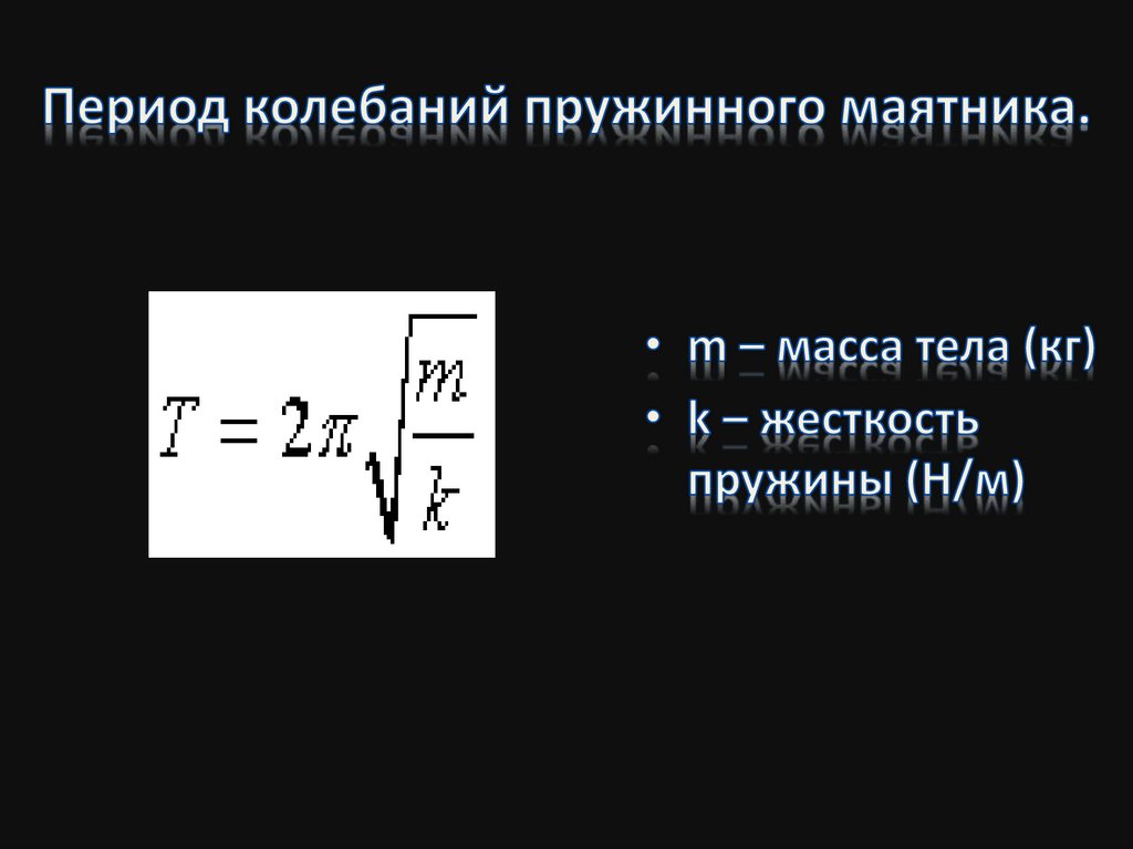 Период колебаний пружинного маятника.